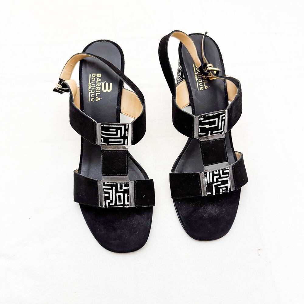 Barilla Boutique Roma Patterned Heel Open Sandal Size 39.5 Italy